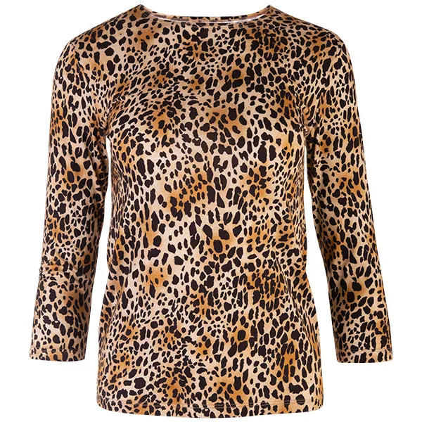 3/4 Sleeve Knit Tee in Mini Leo Classic