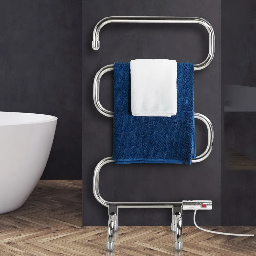 5-Bar Heated Towel Rail, Freestanding, Stainless Steel - Devanti