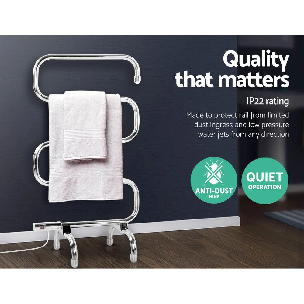5-Bar Heated Towel Rail, Freestanding, Stainless Steel - Devanti