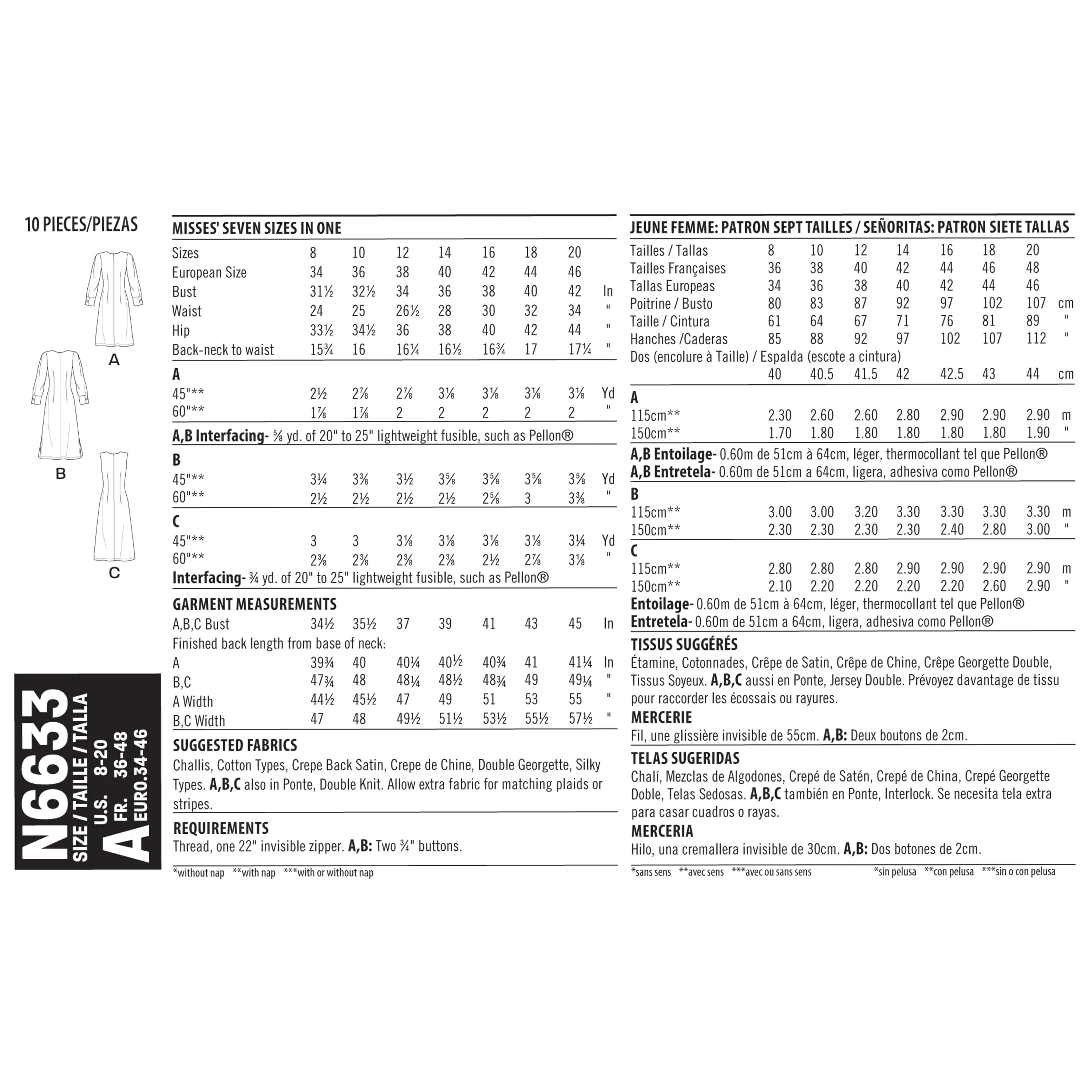 6633 New Look Sewing Pattern N6633 Misses' Dresses with Optional Drape