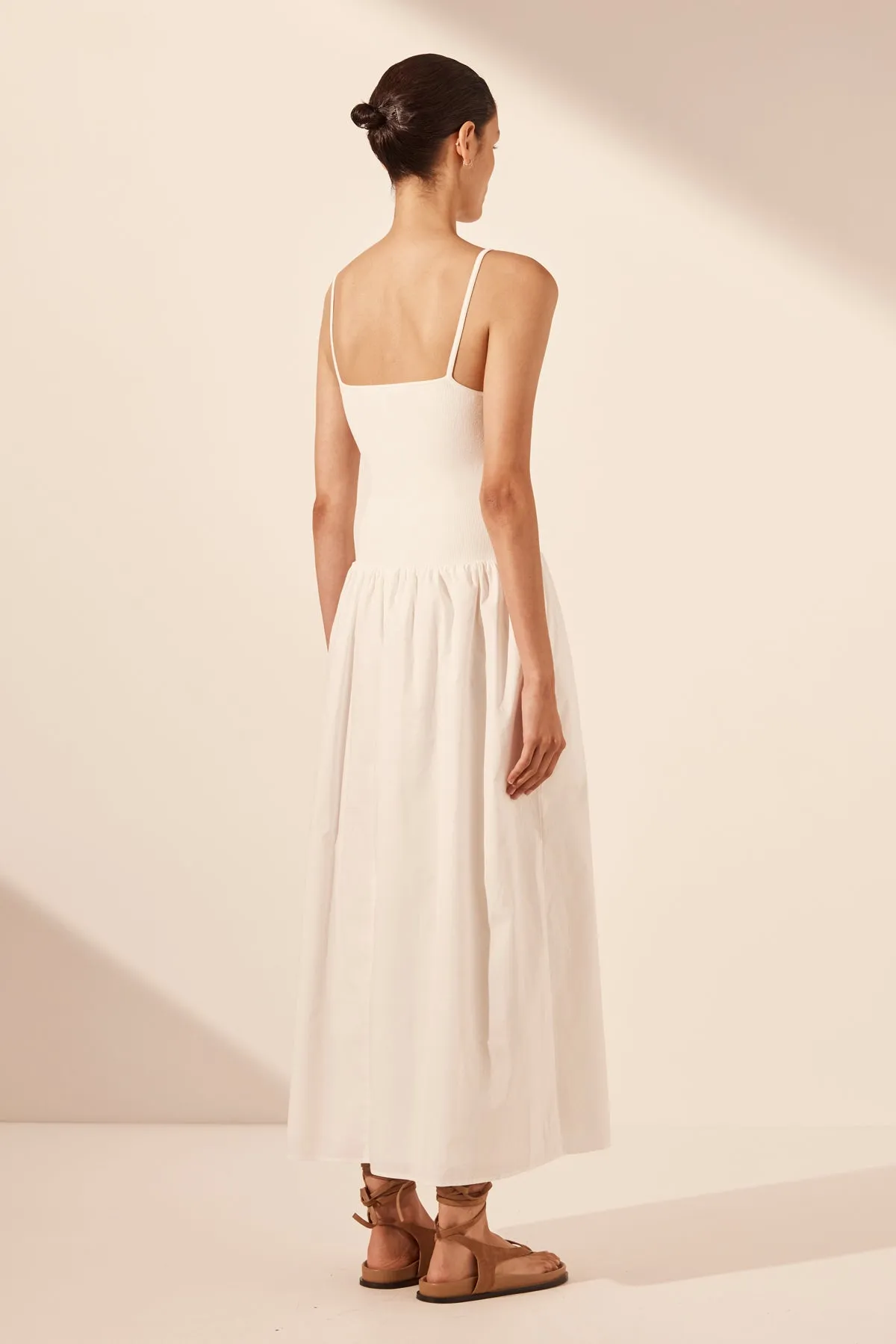 ALIAH HIGH NECK MIDI DRESS - IVORY