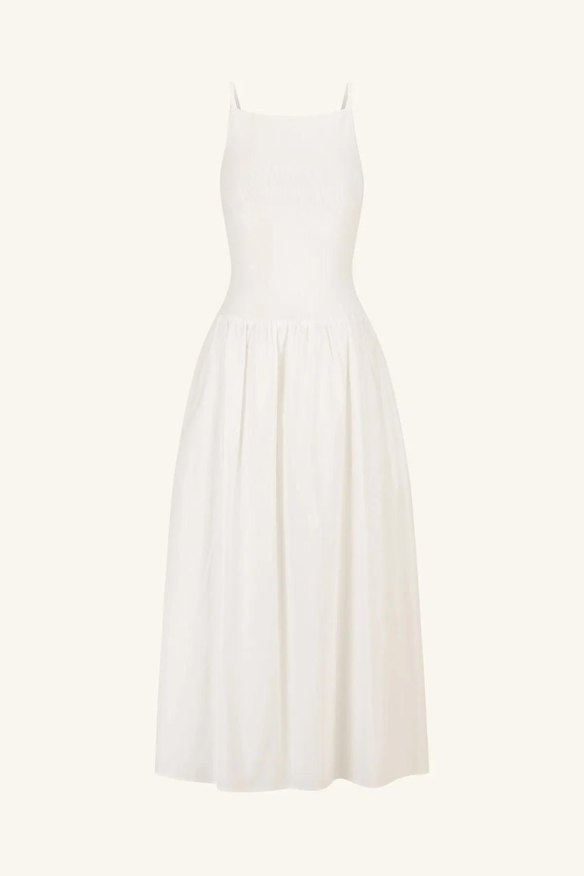 ALIAH HIGH NECK MIDI DRESS - IVORY