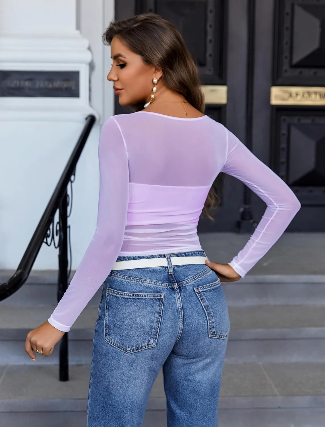 Asymmetrical Neck Sheer Crop Top