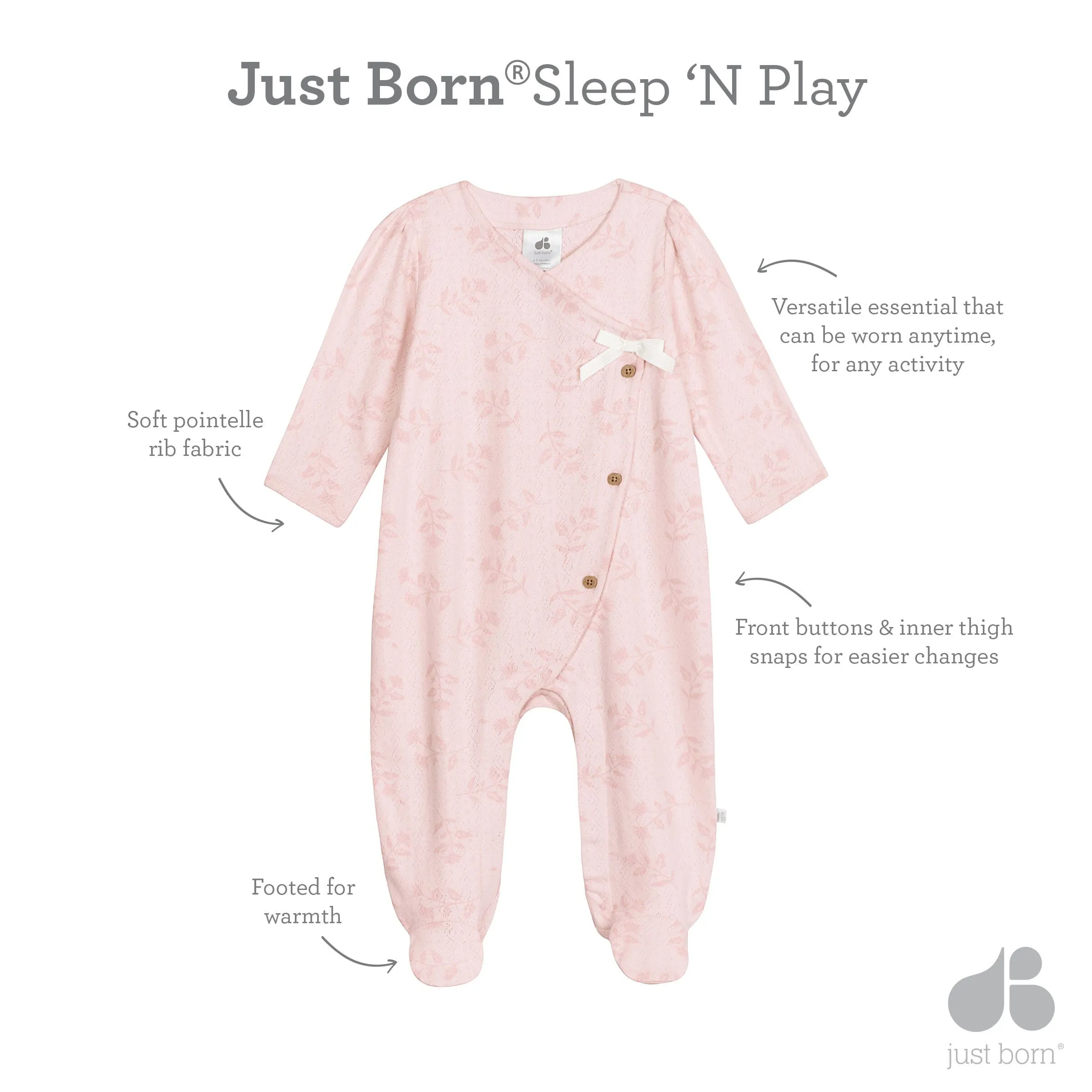 Baby Girls Vintage Floral Sleep 'N Play