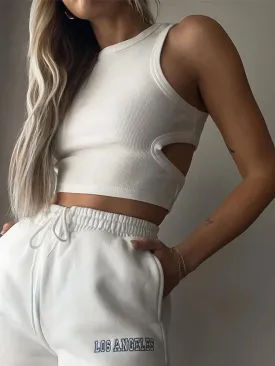 Basic Elastic Tank Top U Neck Solid Tank Top Short Sleeve Tee