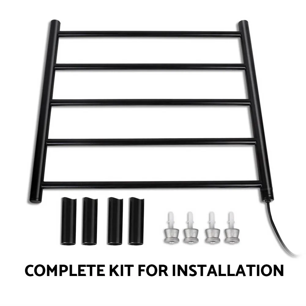 Bathroom Electric Heated Towel Rail Rack Heating 5 Rods Black