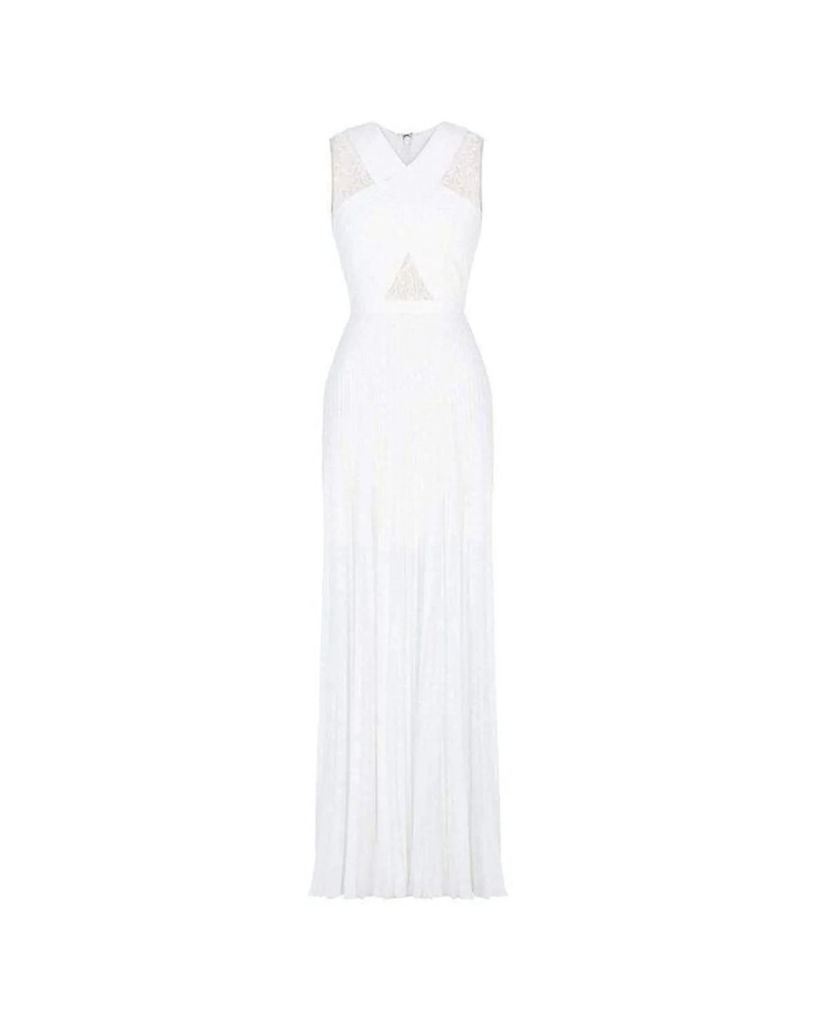 BCBGMAXAZRIA Pleated Lace Maxi Dress - White