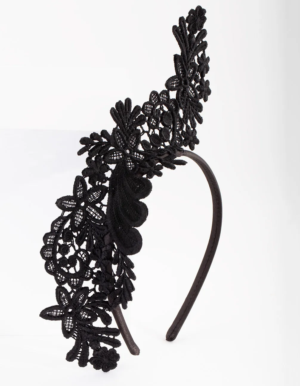 Black Delicate Side Lace Headband