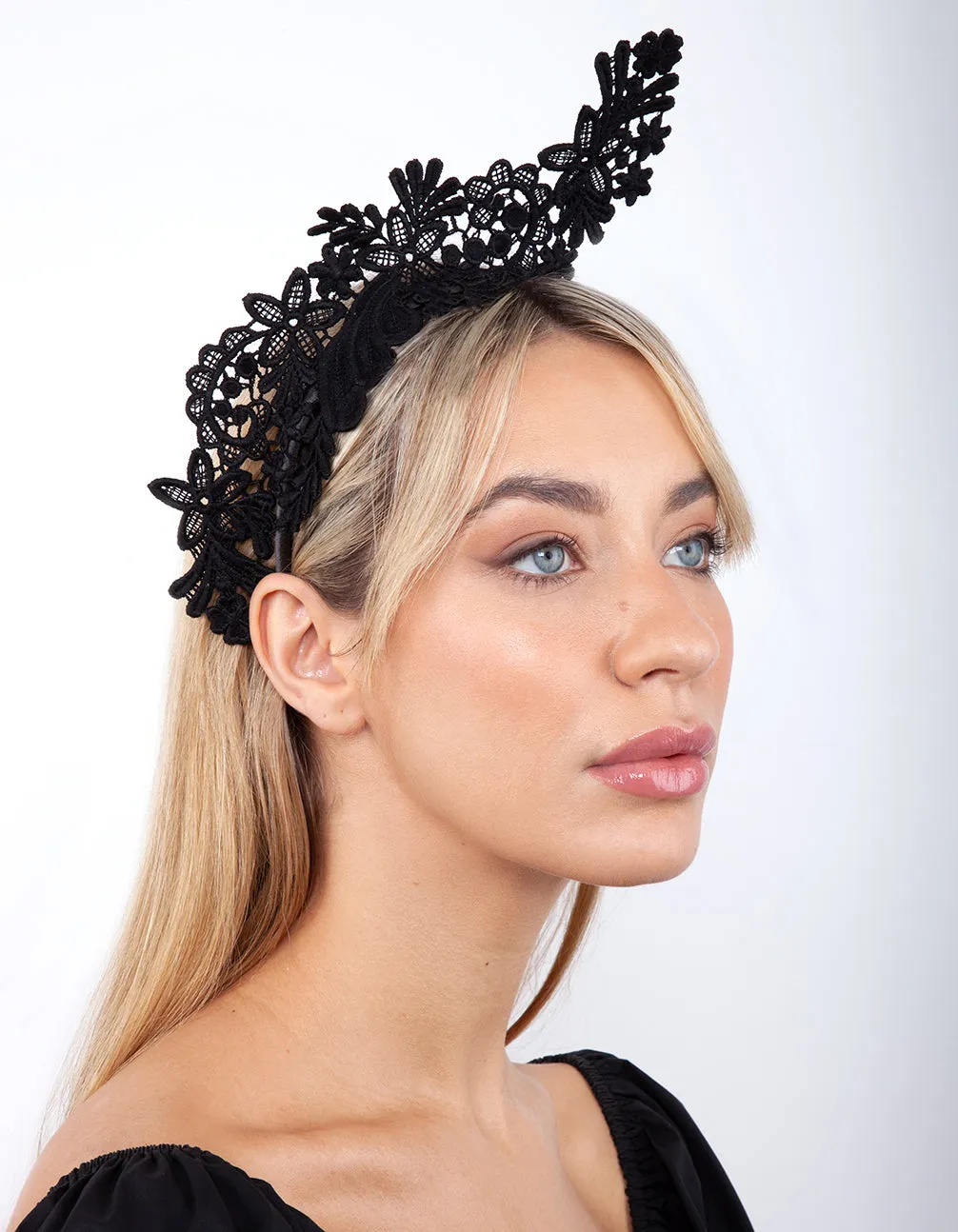 Black Delicate Side Lace Headband