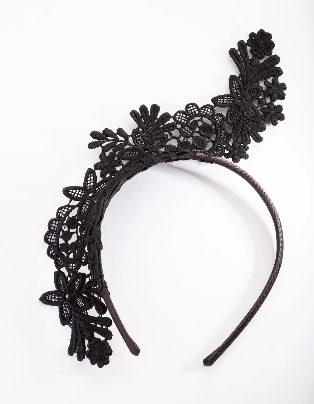 Black Delicate Side Lace Headband