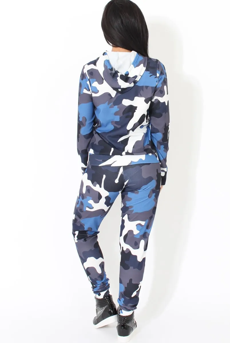 Blue Camouflage Two Piece Loungewear Set - Alice