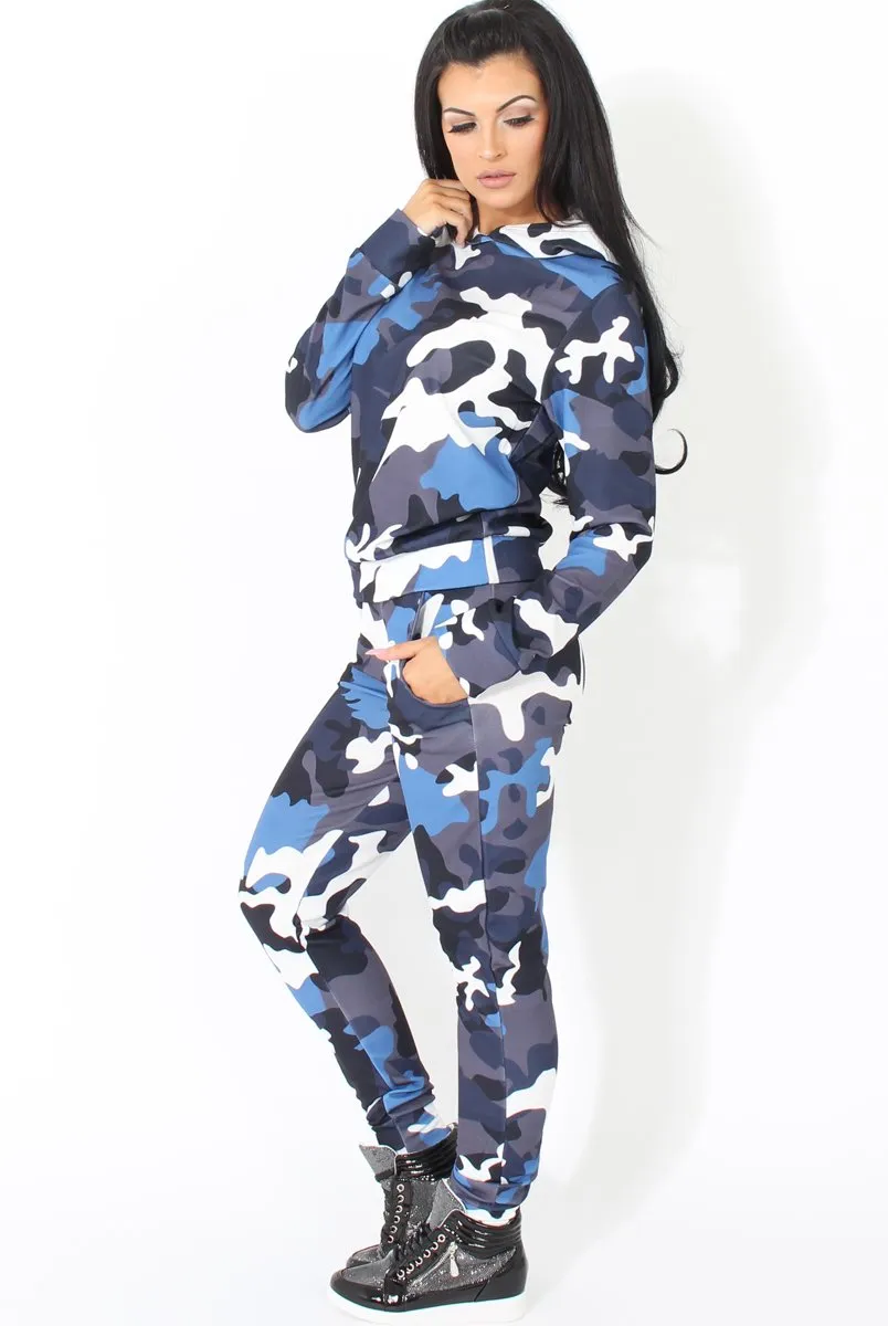 Blue Camouflage Two Piece Loungewear Set - Alice