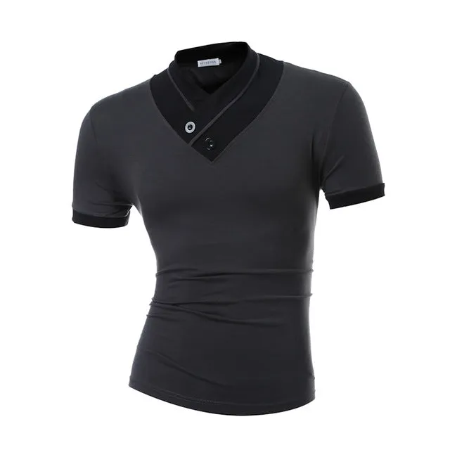 Brand Men'S T Shirt 2017 Summer Solid Color Fashion V-Neck Short-Sleeved High Quality Male T-Shirt Slim Male Tops DD03