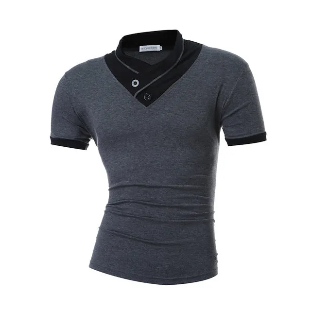 Brand Men'S T Shirt 2017 Summer Solid Color Fashion V-Neck Short-Sleeved High Quality Male T-Shirt Slim Male Tops DD03