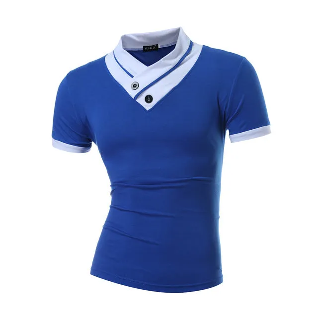 Brand Men'S T Shirt 2017 Summer Solid Color Fashion V-Neck Short-Sleeved High Quality Male T-Shirt Slim Male Tops DD03