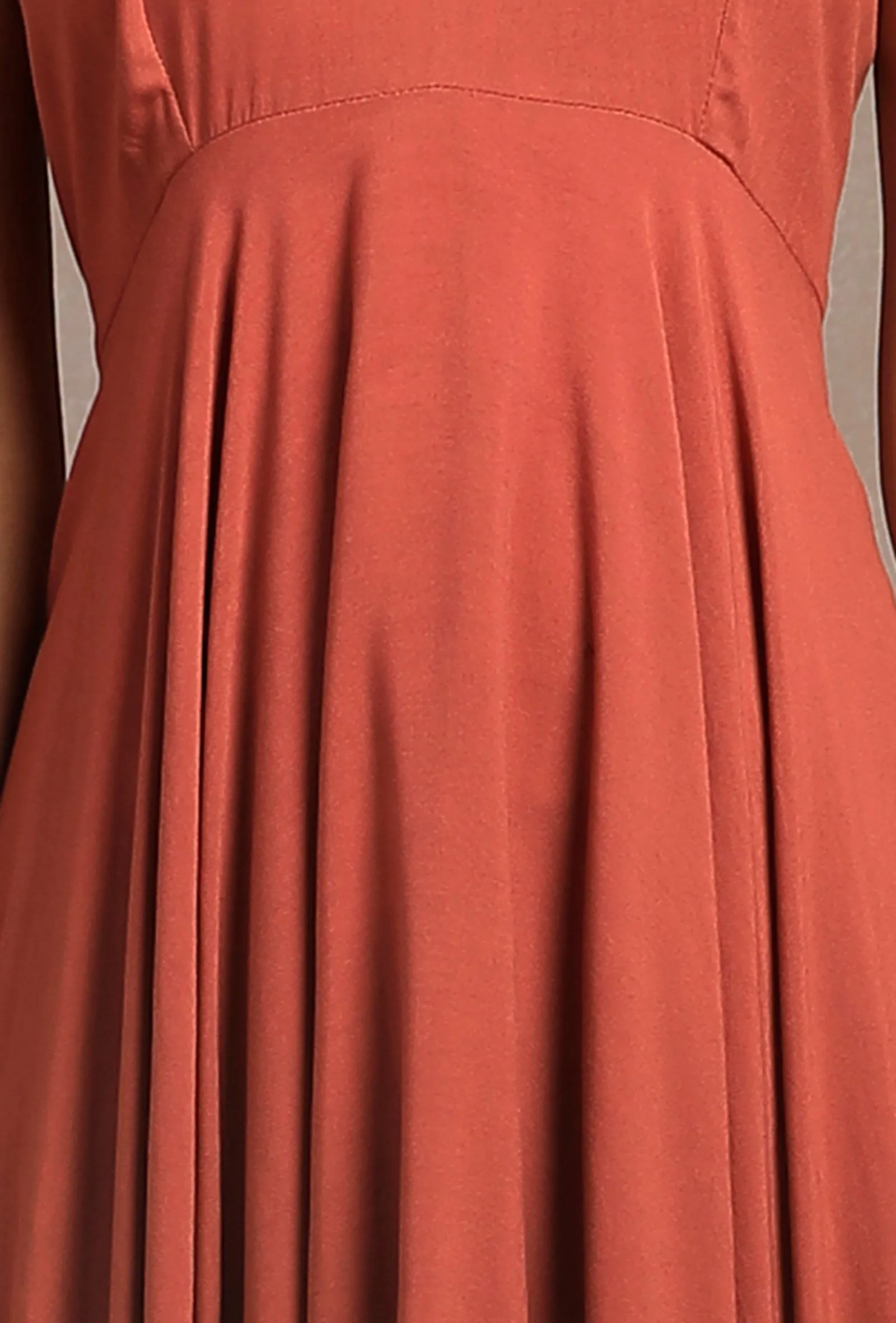 Burnt Brick Sleeveless Asymmetrical Dress