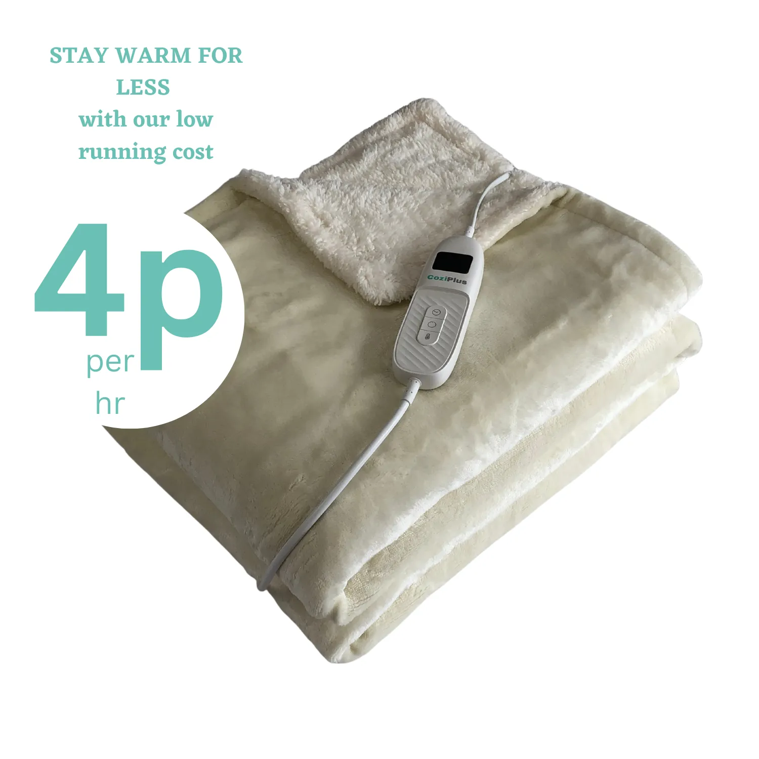 Cream Electric Heated Sherpa Throw