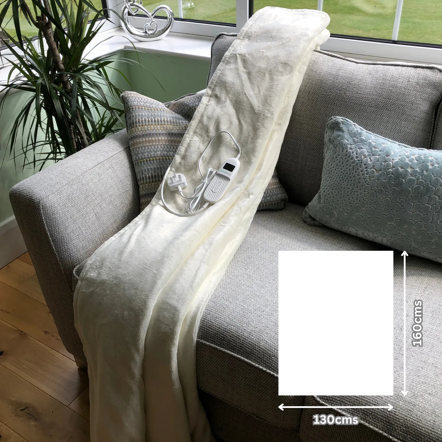 Cream Electric Heated Sherpa Throw