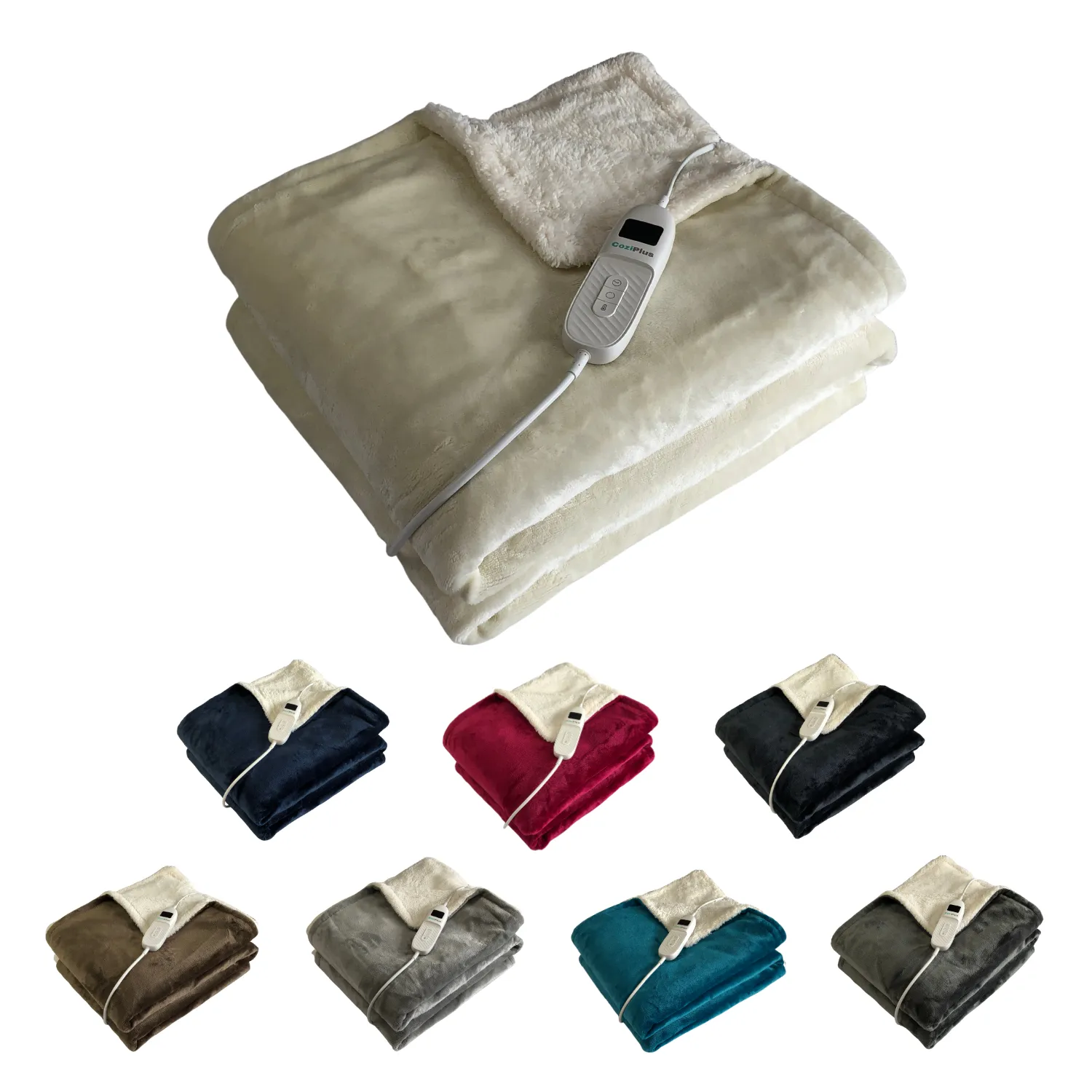 Cream Electric Heated Sherpa Throw