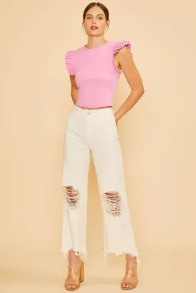 DISTRESSED LIGHT WEIGHT DENIM WIDE STRAIGHT JEAN_ AP6035