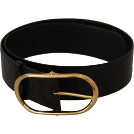 Dolce & Gabbana Chic Black Leather Logo Belt
