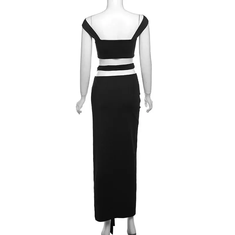 Fashion Split Bandage Maxi Dress with Matching Set