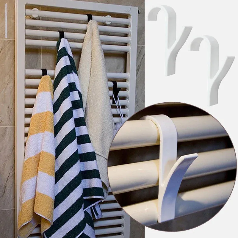 Fishhook Hanger For Heated Towel Radiator Rail Clothes Hanger Bath Hook Holder Percha Plegable Scarf Hanger
