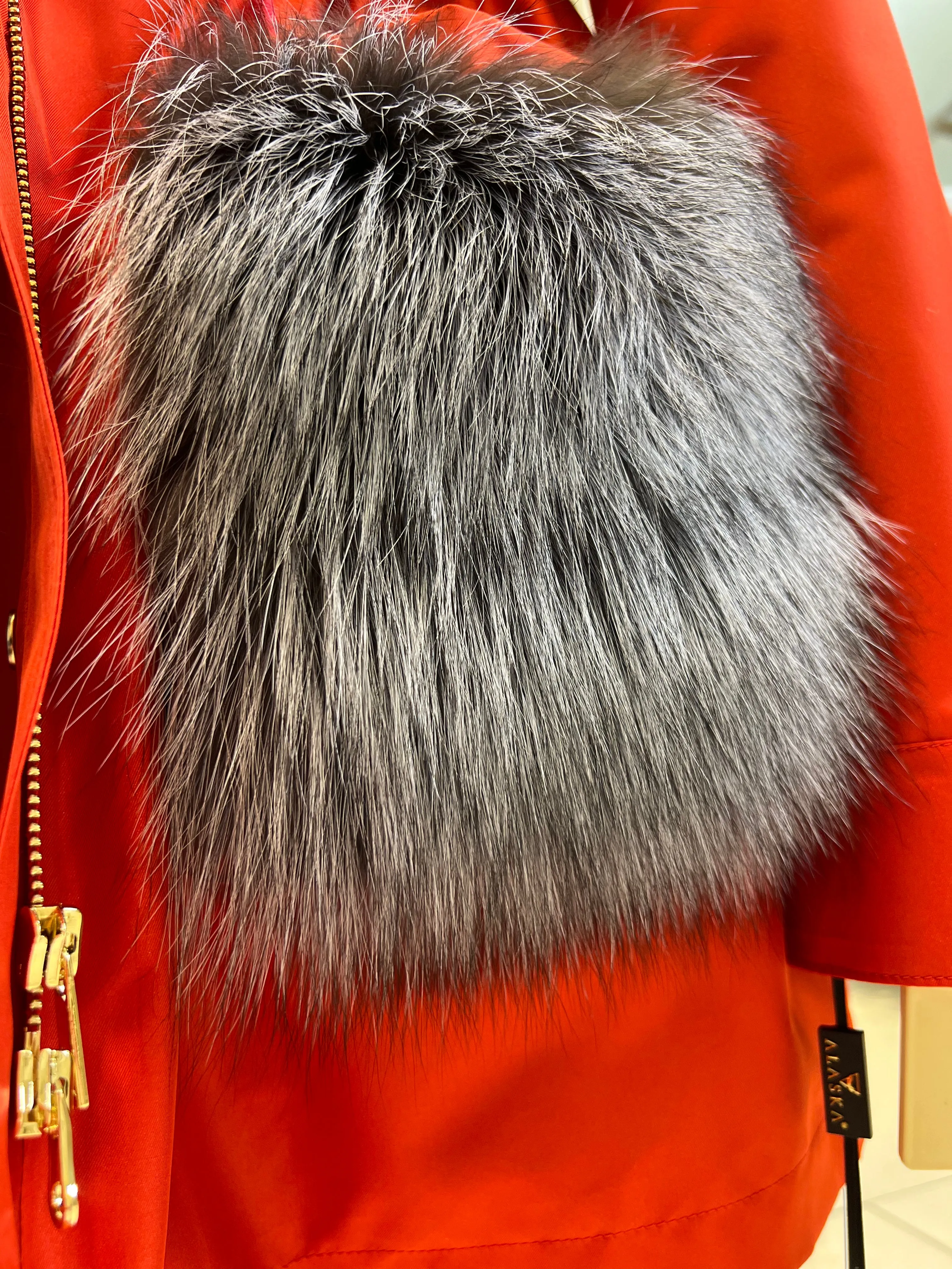 Genuine Silver Fox Fur Rabbit Fur Insulated Parka