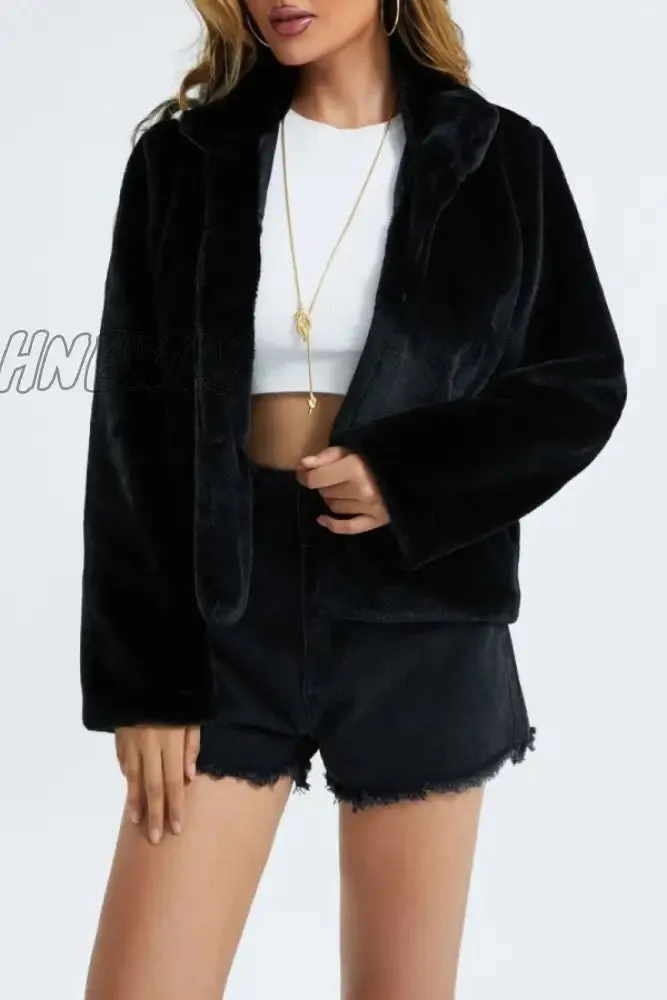 Hnewly - Black Casual Solid Cardigan Outerwear