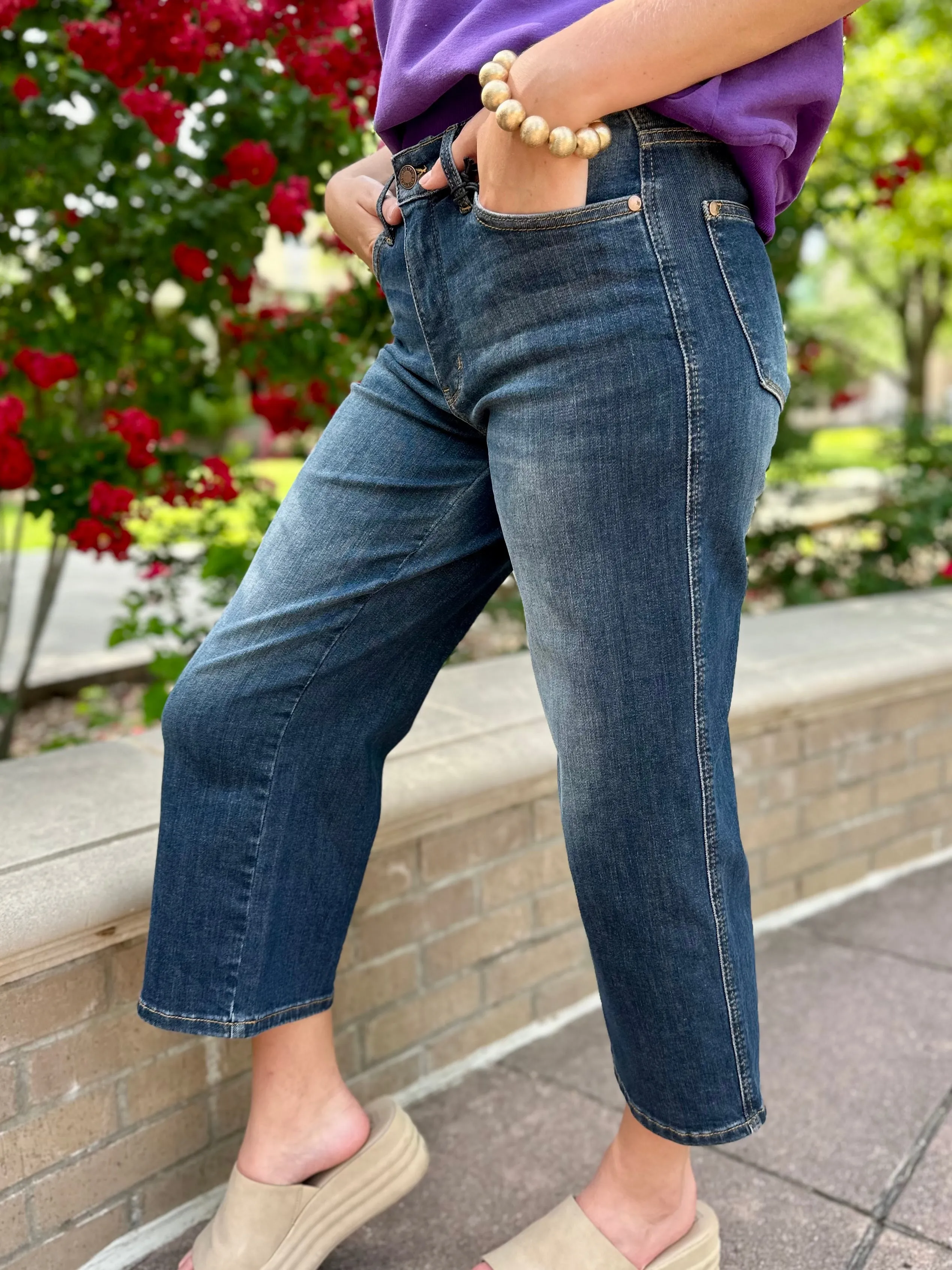 Kim Mid Rise Wide Leg Crop Jean by Judy Blue
