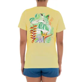 Ladies Birds Short Sleeve Yellow T-Shirt