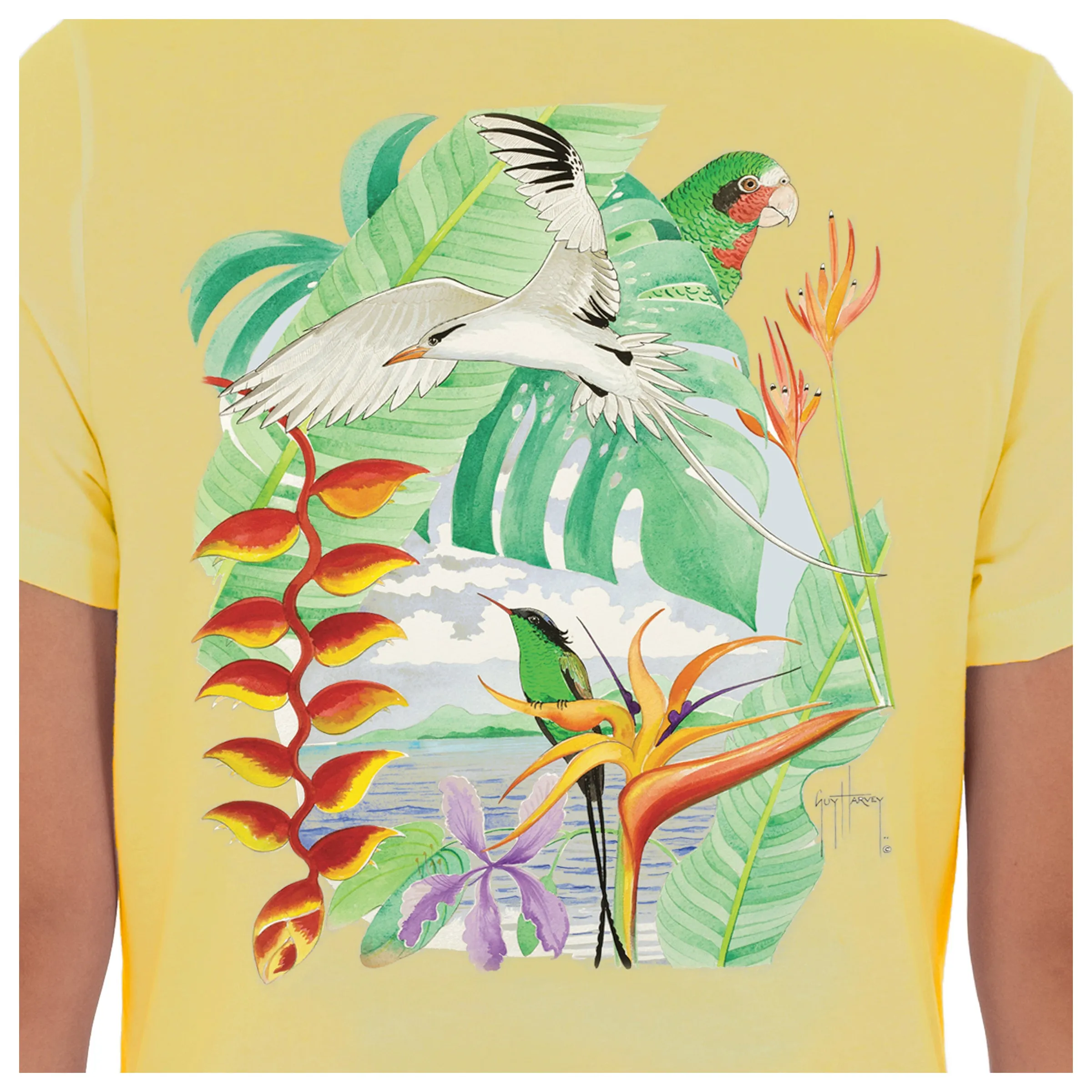Ladies Birds Short Sleeve Yellow T-Shirt