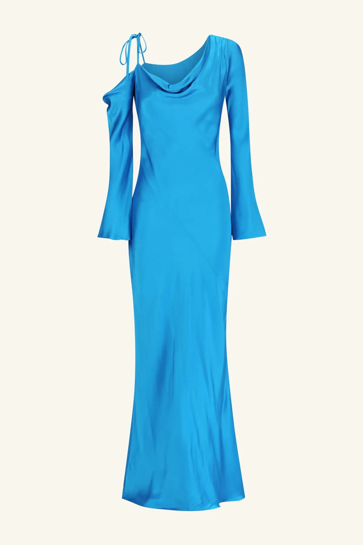 NORA ASYMMETRICAL LONG SLEEVE MAXI DRESS - AQUA