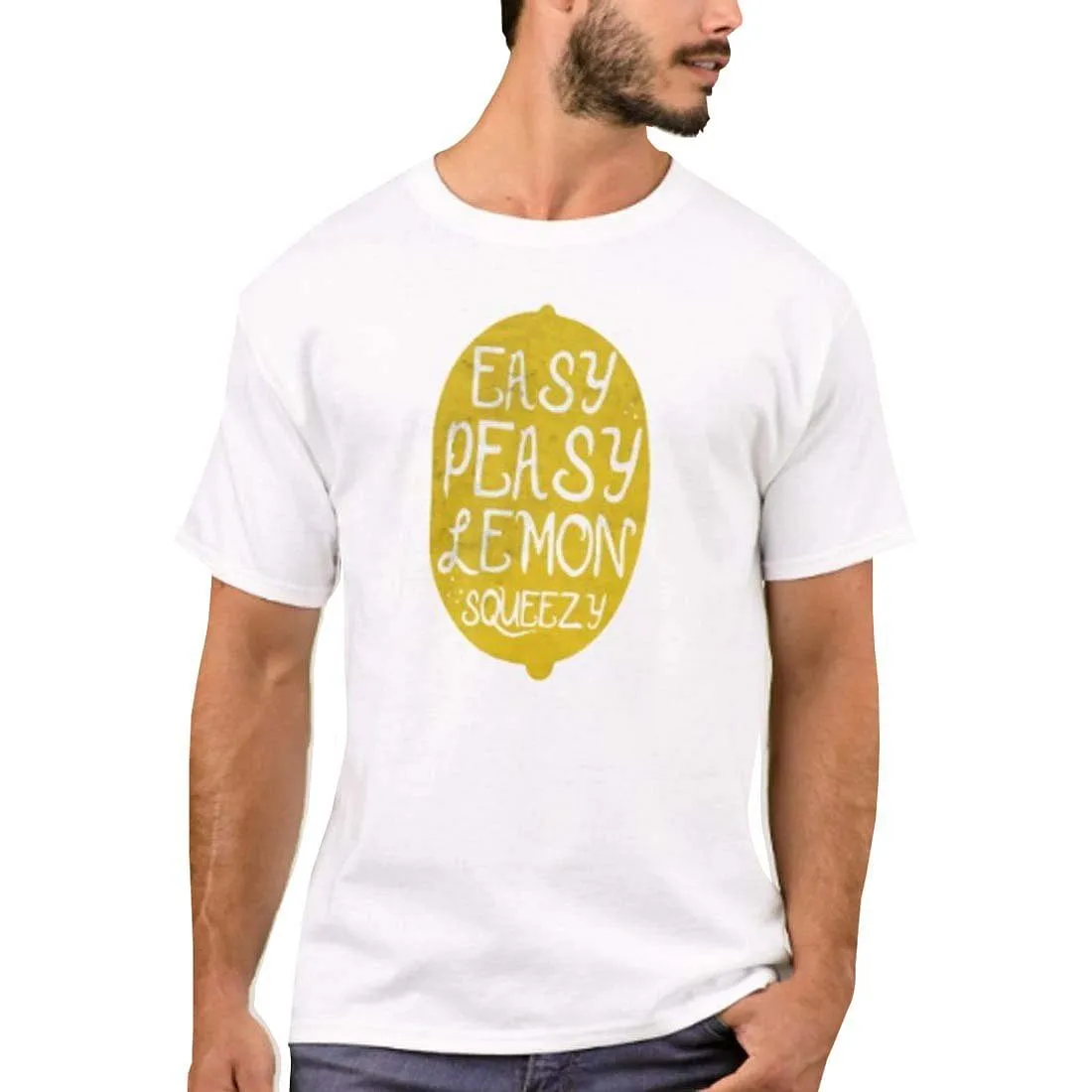 Nutcase Designer Round Neck Men's T-Shirt Wrinkle-Free Poly Cotton Tees - Easy Peasy Lemon