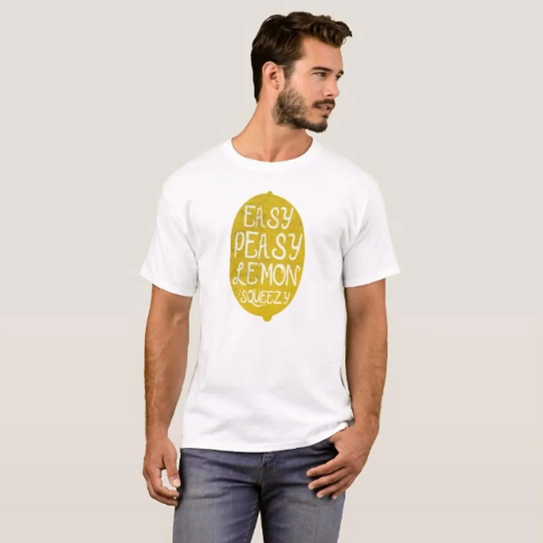 Nutcase Designer Round Neck Men's T-Shirt Wrinkle-Free Poly Cotton Tees - Easy Peasy Lemon