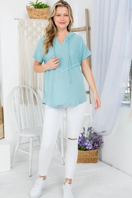 Oversized Short Sleeved Hoodie Sweatshirt