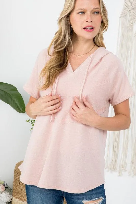 Oversized Short Sleeved Hoodie Sweatshirt