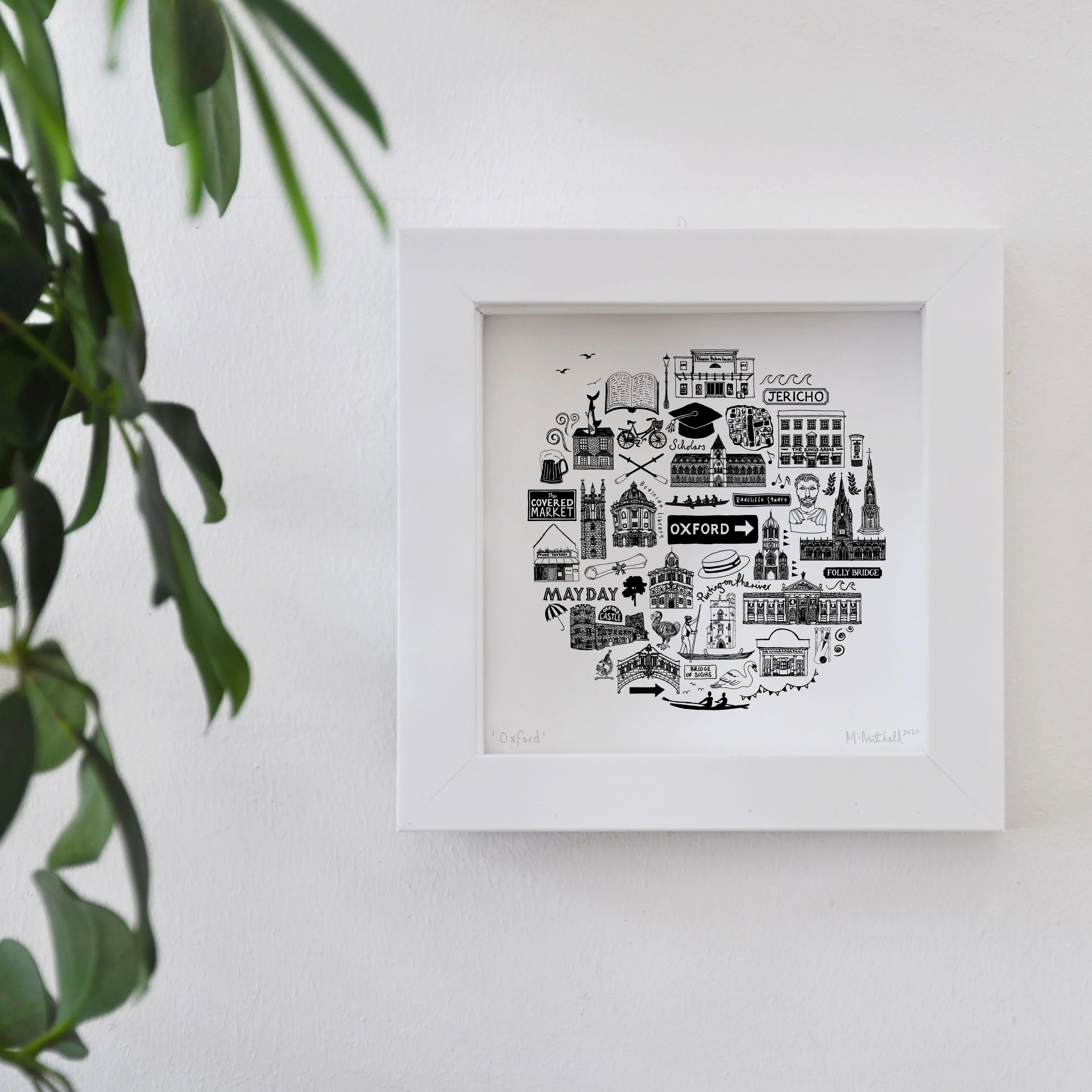 Oxford black and white framed mini-print