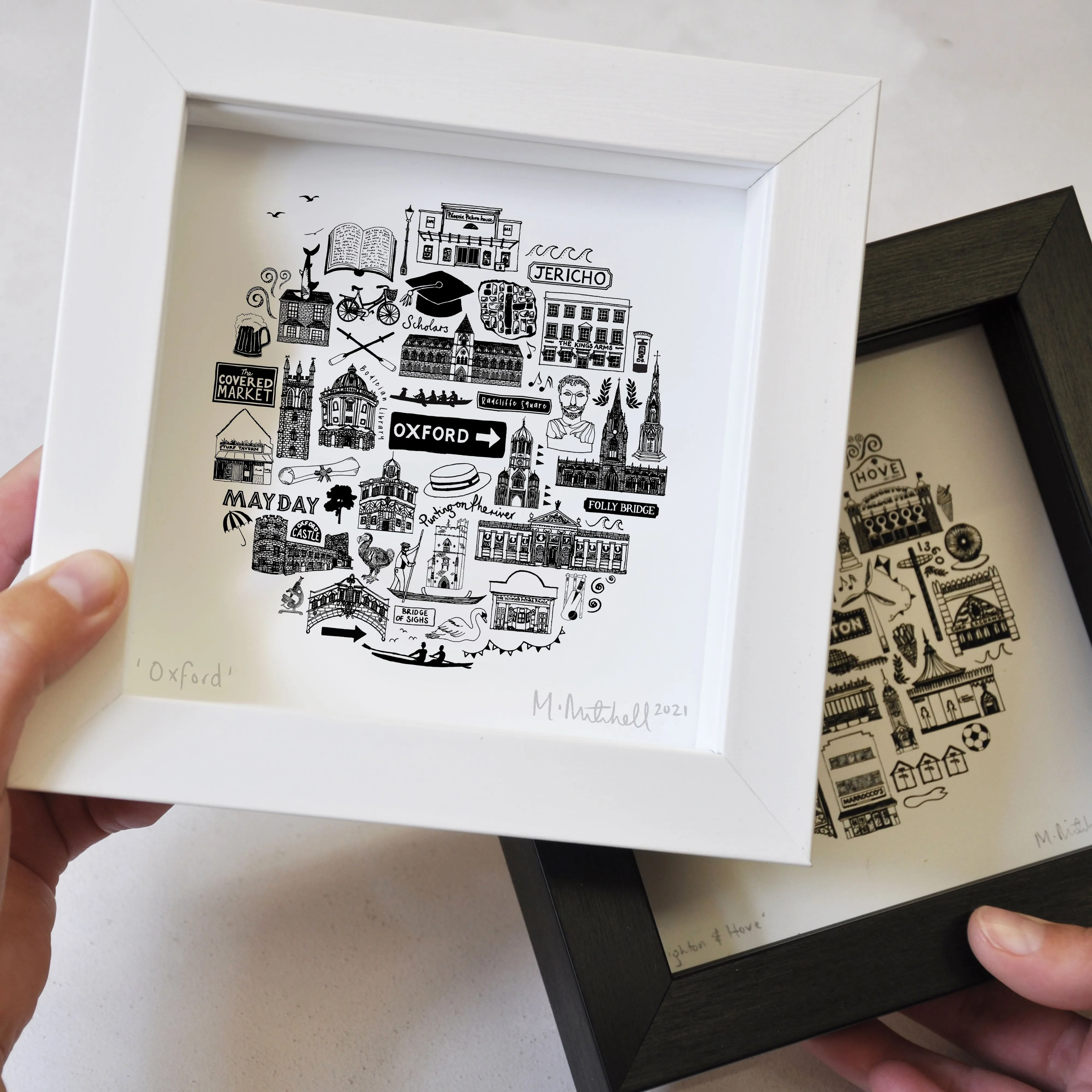 Oxford black and white framed mini-print