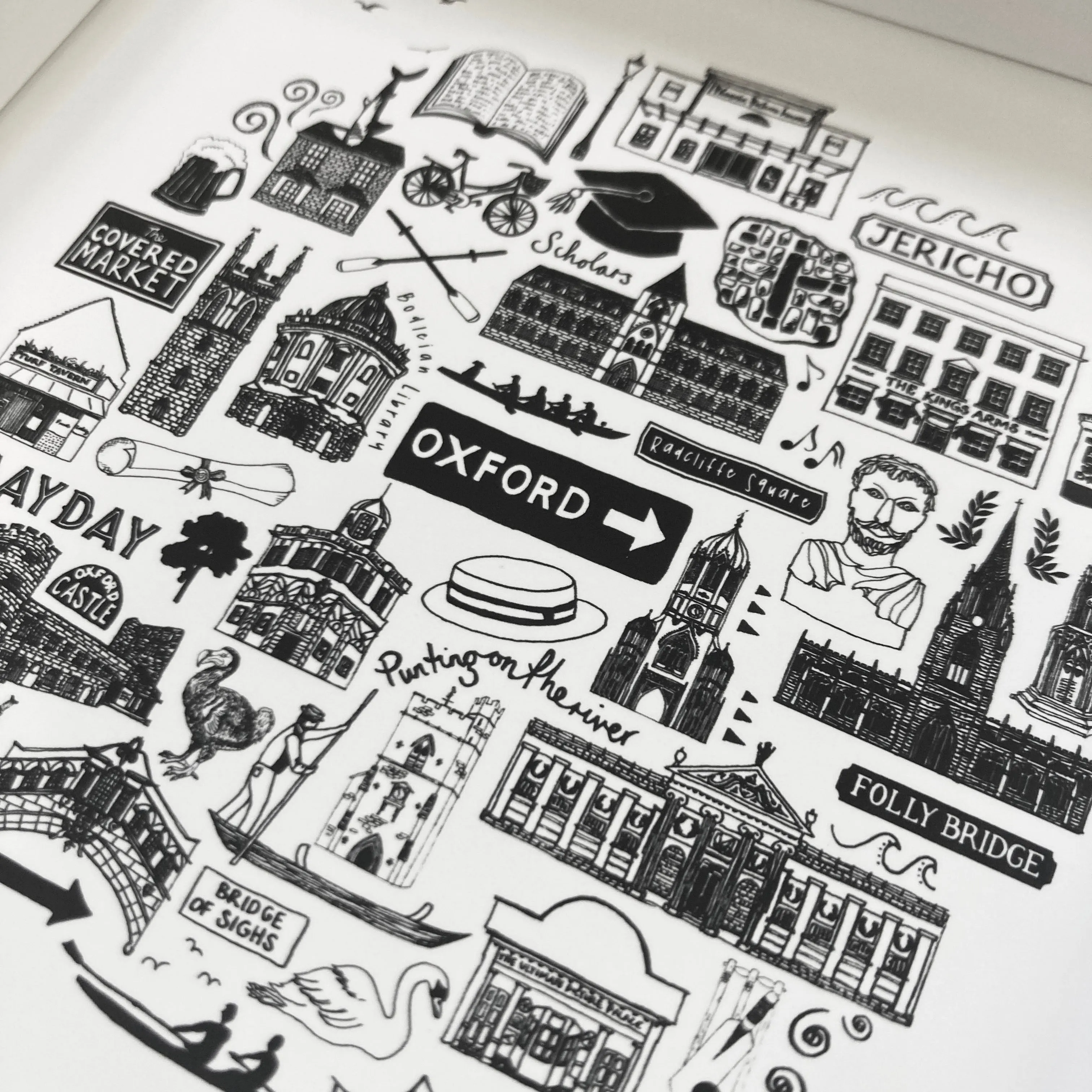Oxford black and white framed mini-print