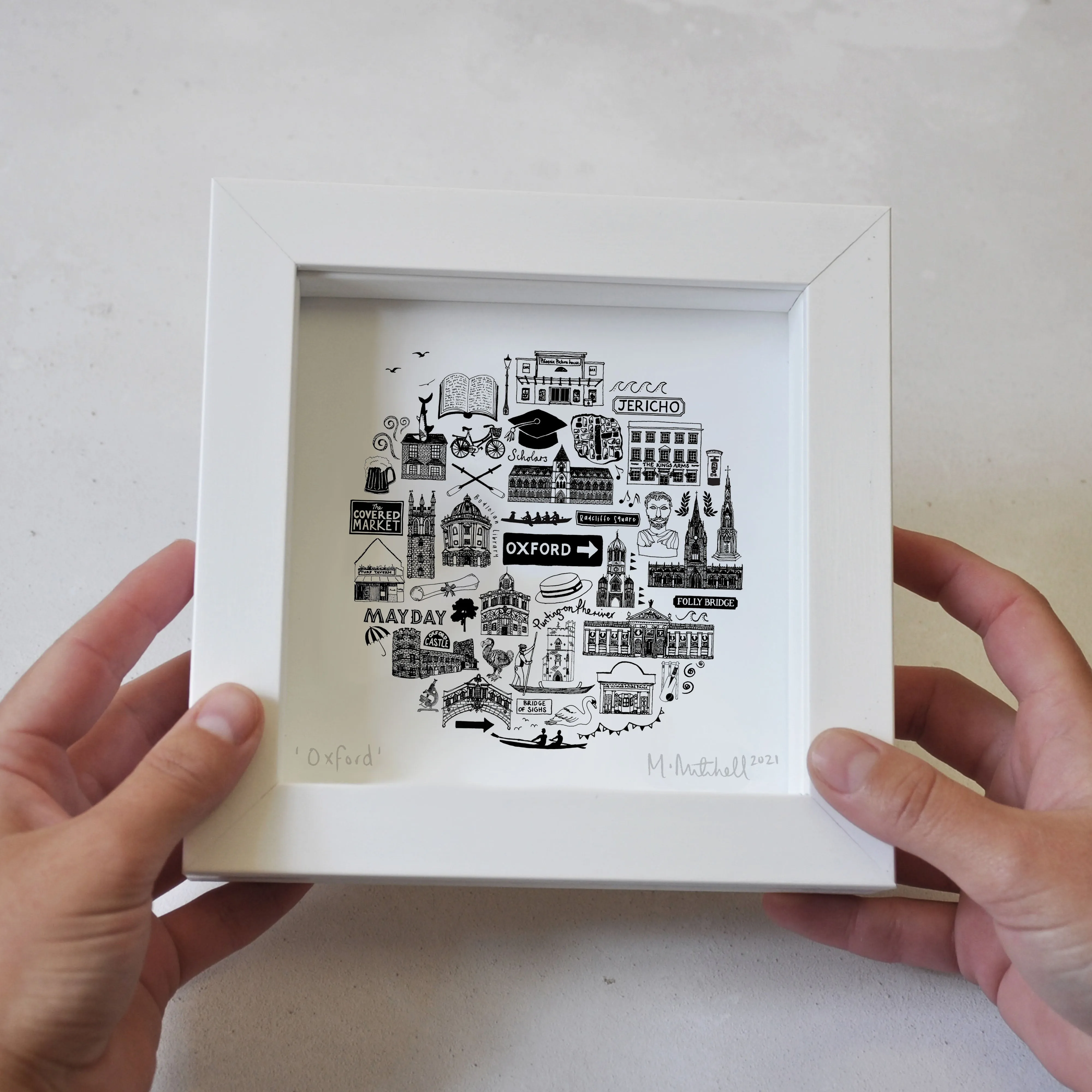 Oxford black and white framed mini-print