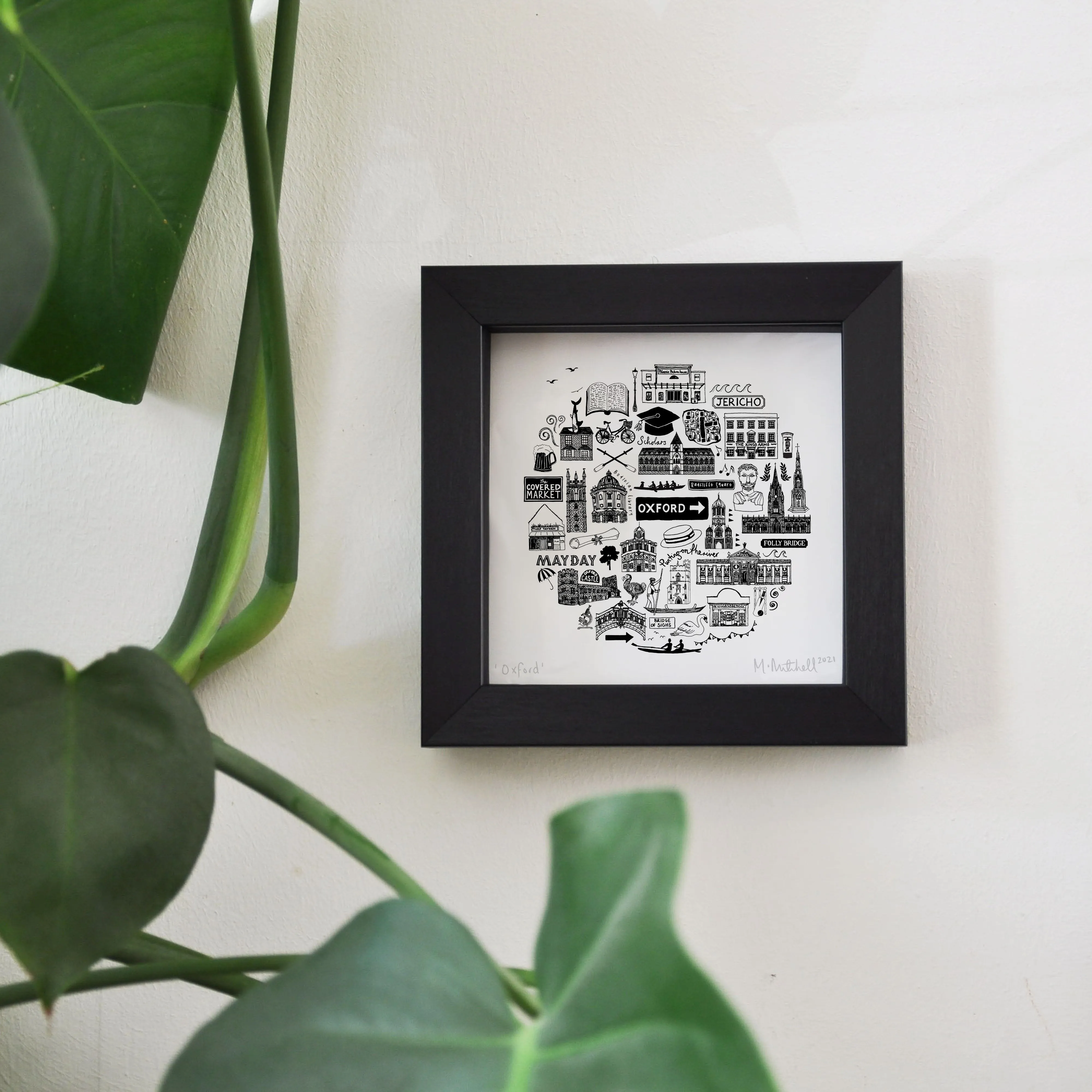 Oxford black and white framed mini-print