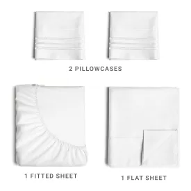 Queen Size 4 Piece Sheet Set - Comfy Breathable & Cooling