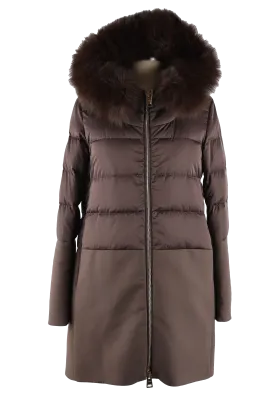 Quilted Down Parka W/  Fur Trim