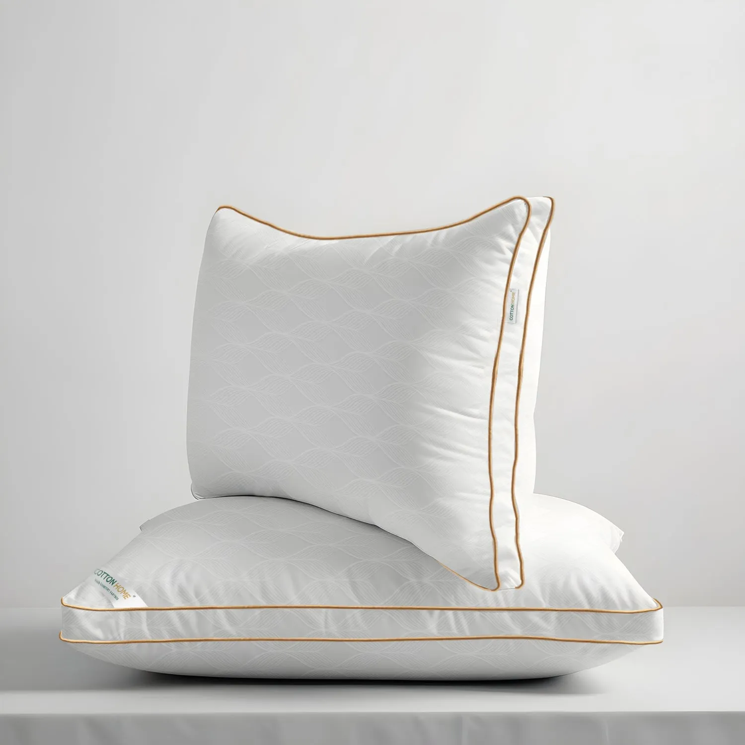 Royal Angler High Quality Wave Design Ultra Soft Premium Cotton Dobby Jacquard  Gusset Pillow 50x75cm  5cm White