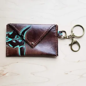 **Sierra Credit Card Wallet-Turquoise Steer Head 600f