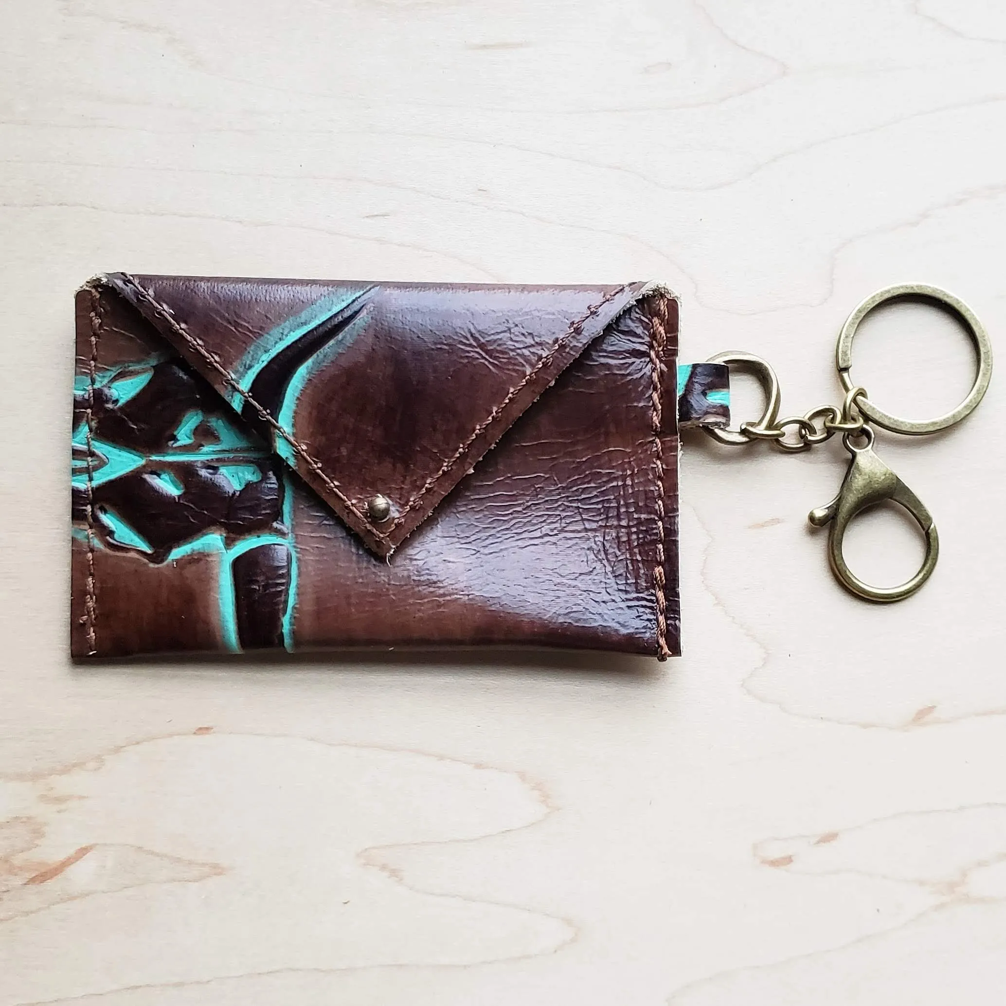 **Sierra Credit Card Wallet-Turquoise Steer Head 600f