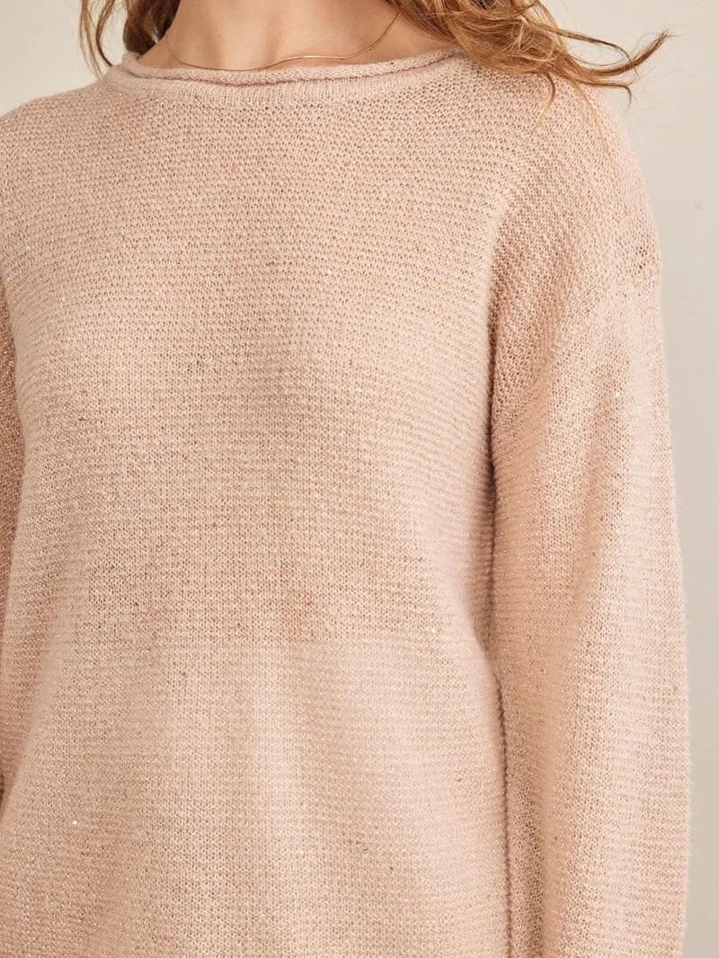 Soft Shimmer Sweater - Blush