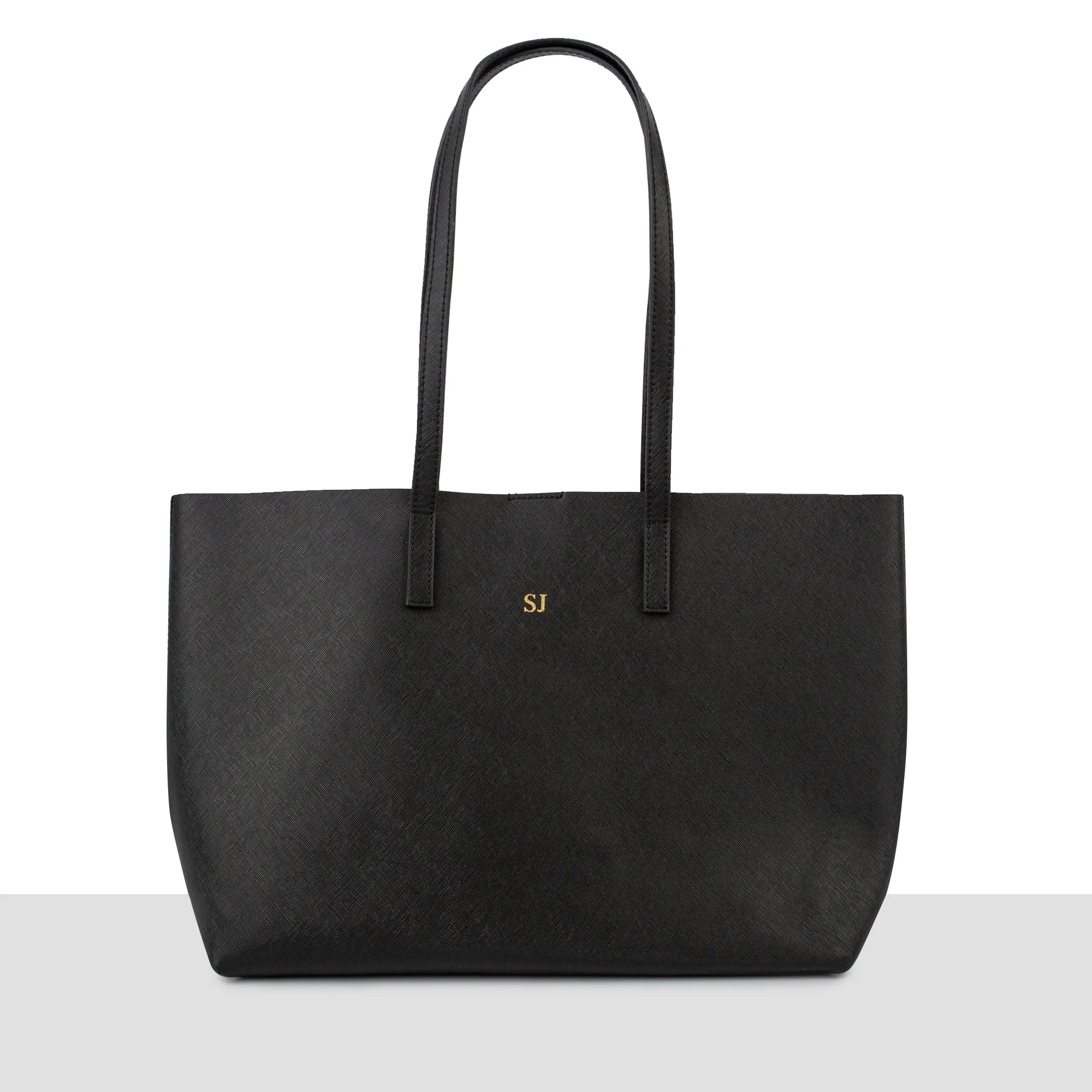 'Stockholm' Black Saffiano Leather Tote Bag