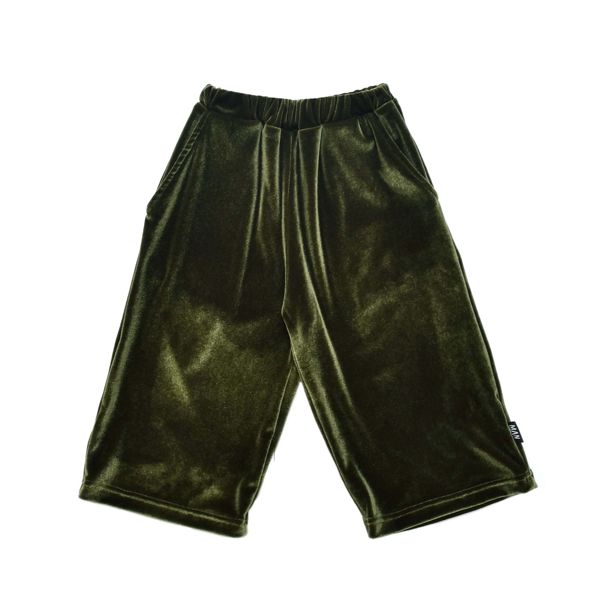 VELVET CROPPED PANTS - GREEN